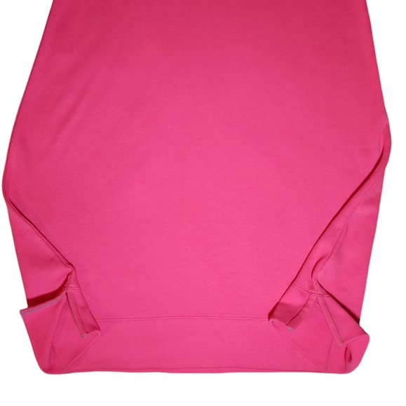 Talbots Pink Shift Dress 100% Cotton Right Shoulder Zip Split Seams Grey Piping - Picture 3 of 14